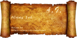 Alexy Ivó névjegykártya
